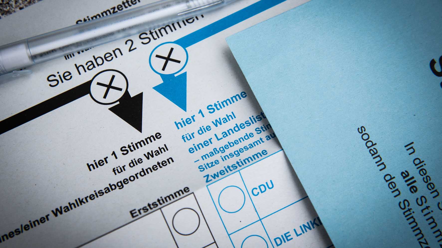 Stimmzettel für die Bundestagswahl