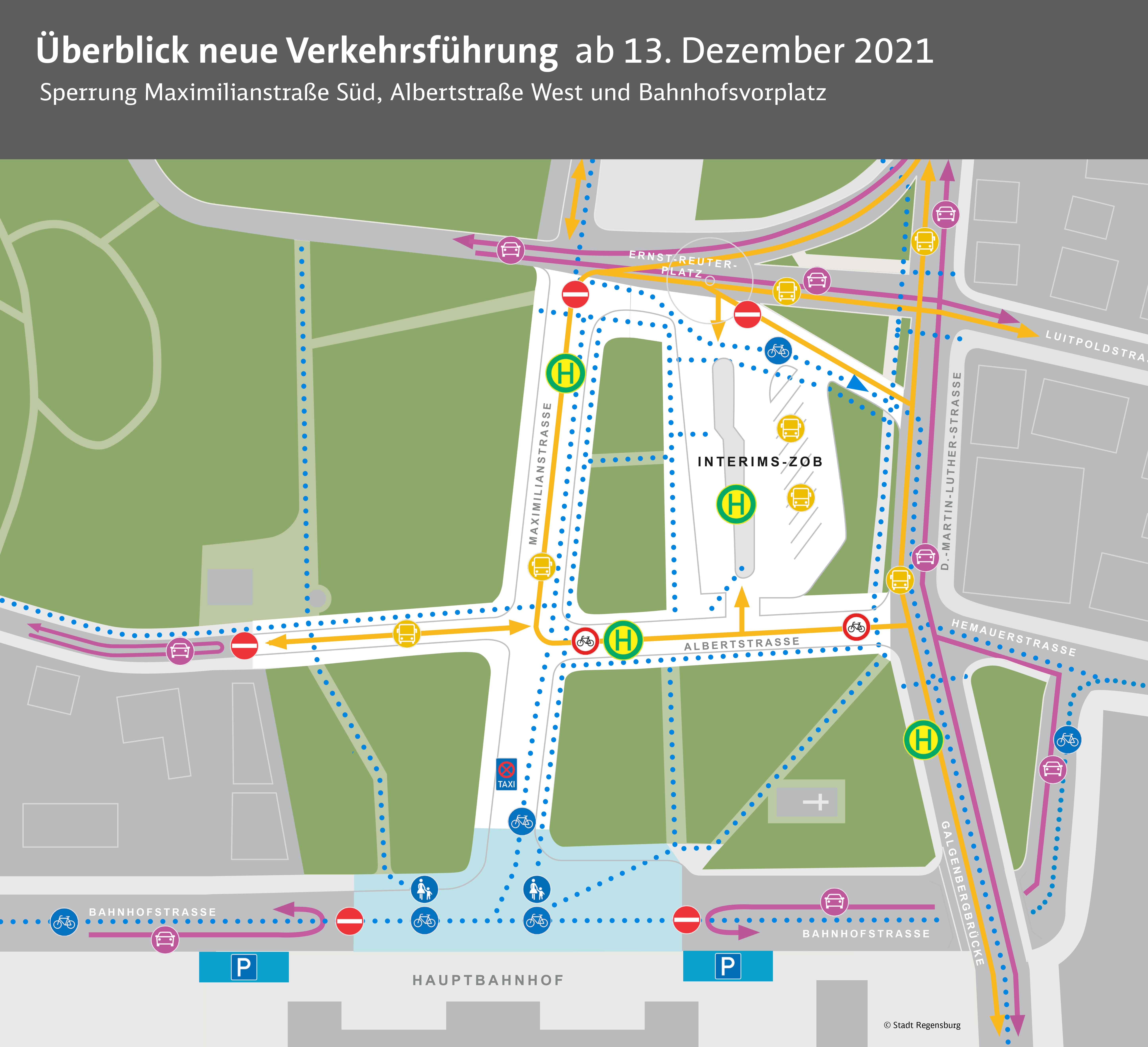 Verkehrsführung regensburg Interims-Busbahnhof