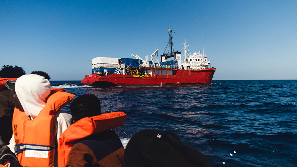 Rettungsboot auf dem Mittelmeer