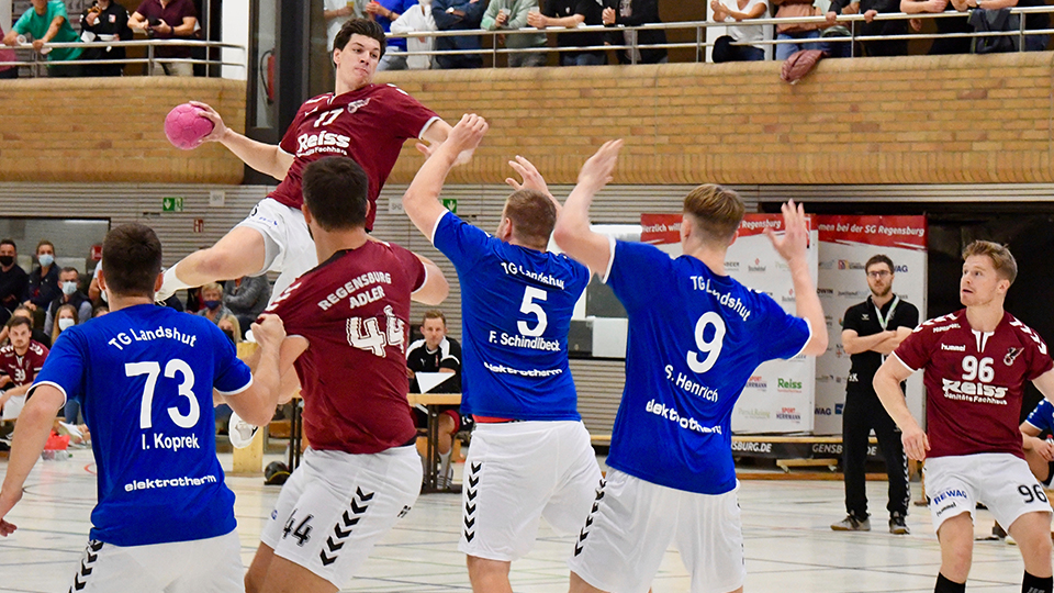 Die #17 Konstantin Singwald bei einem Angriff während eines Spiels der Regensburger Adler.