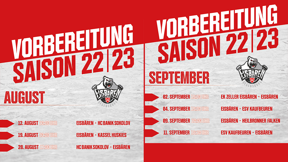 In insgesamt sieben Testspielen im August und September bereiten sich die Eisbären Regensburg auf die neue Saison vor.