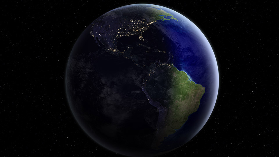 Earth Night: Erde in der Nacht ins Dunkel getaucht