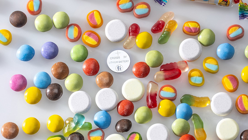 Süßigkeiten und Batterie