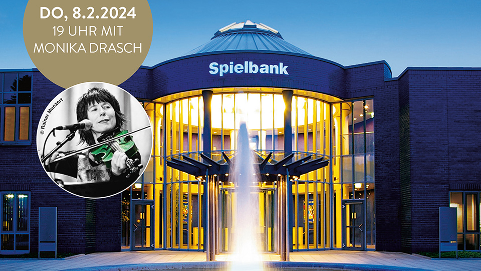 Die Spielbank Bad Kötzting und vorne im Bild der Stargast für das Event Talk.Eat.Play Monika Drasch