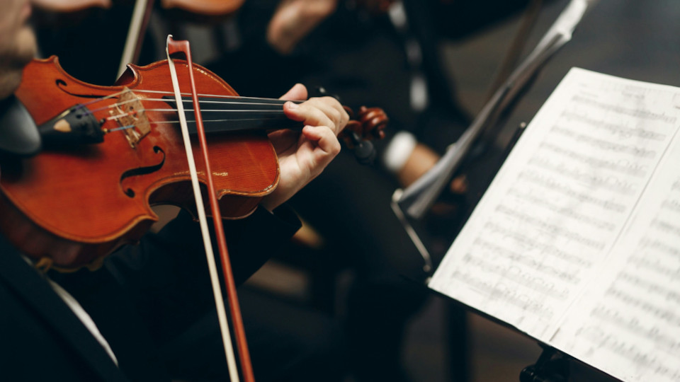 Ein Geigenspieler mit Noten