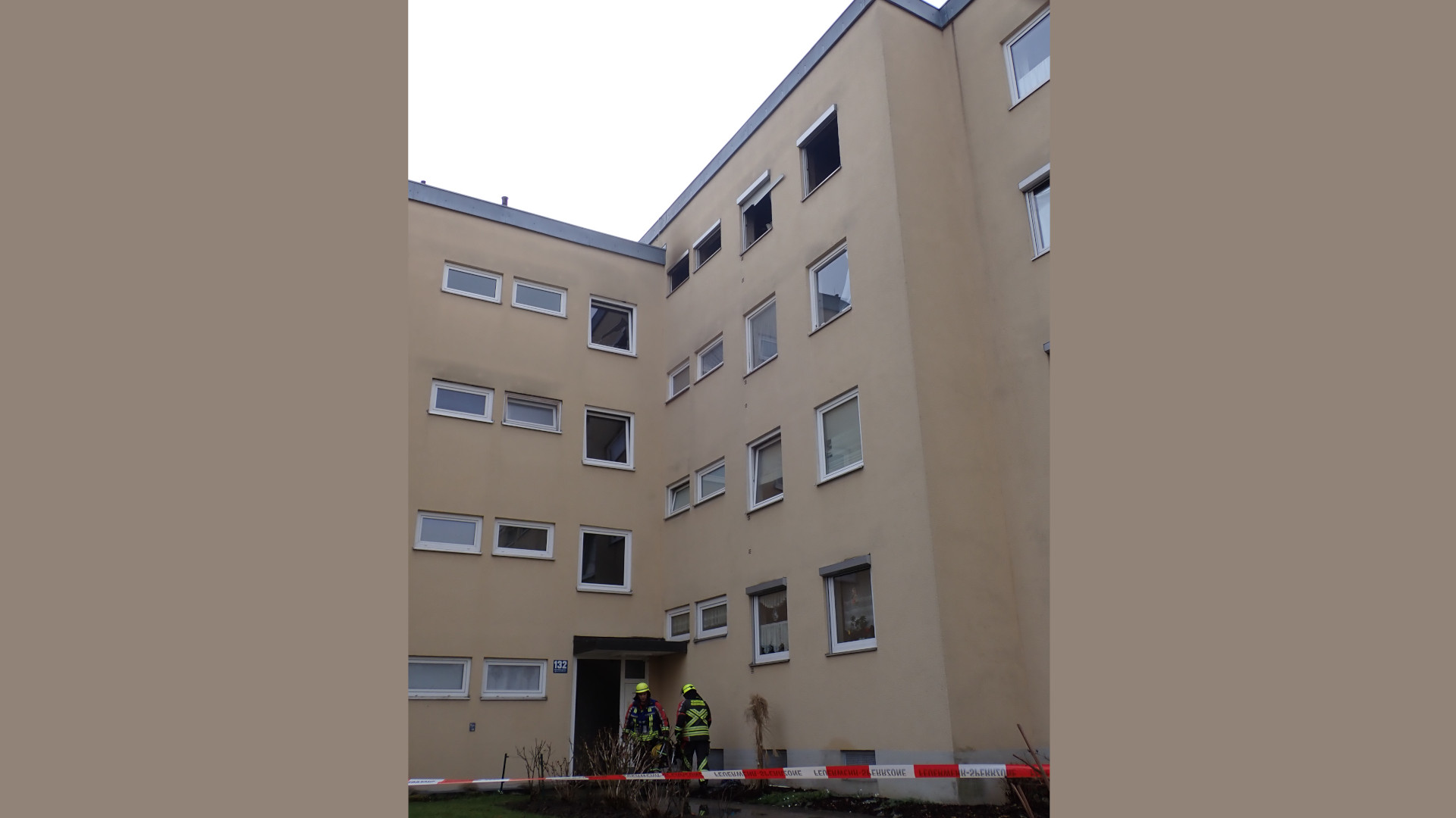 Wohnungsanlage, in der das Feuer ausbrach