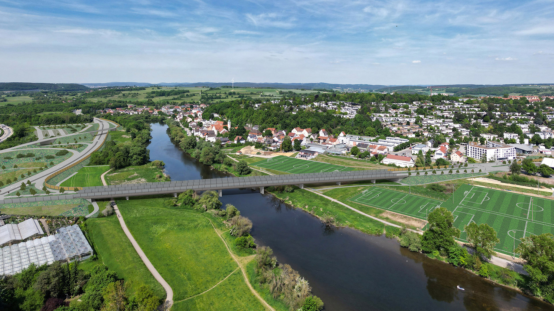 Visualisierung der geplanten Sallerner Regenbrücke im Regensburger Norden