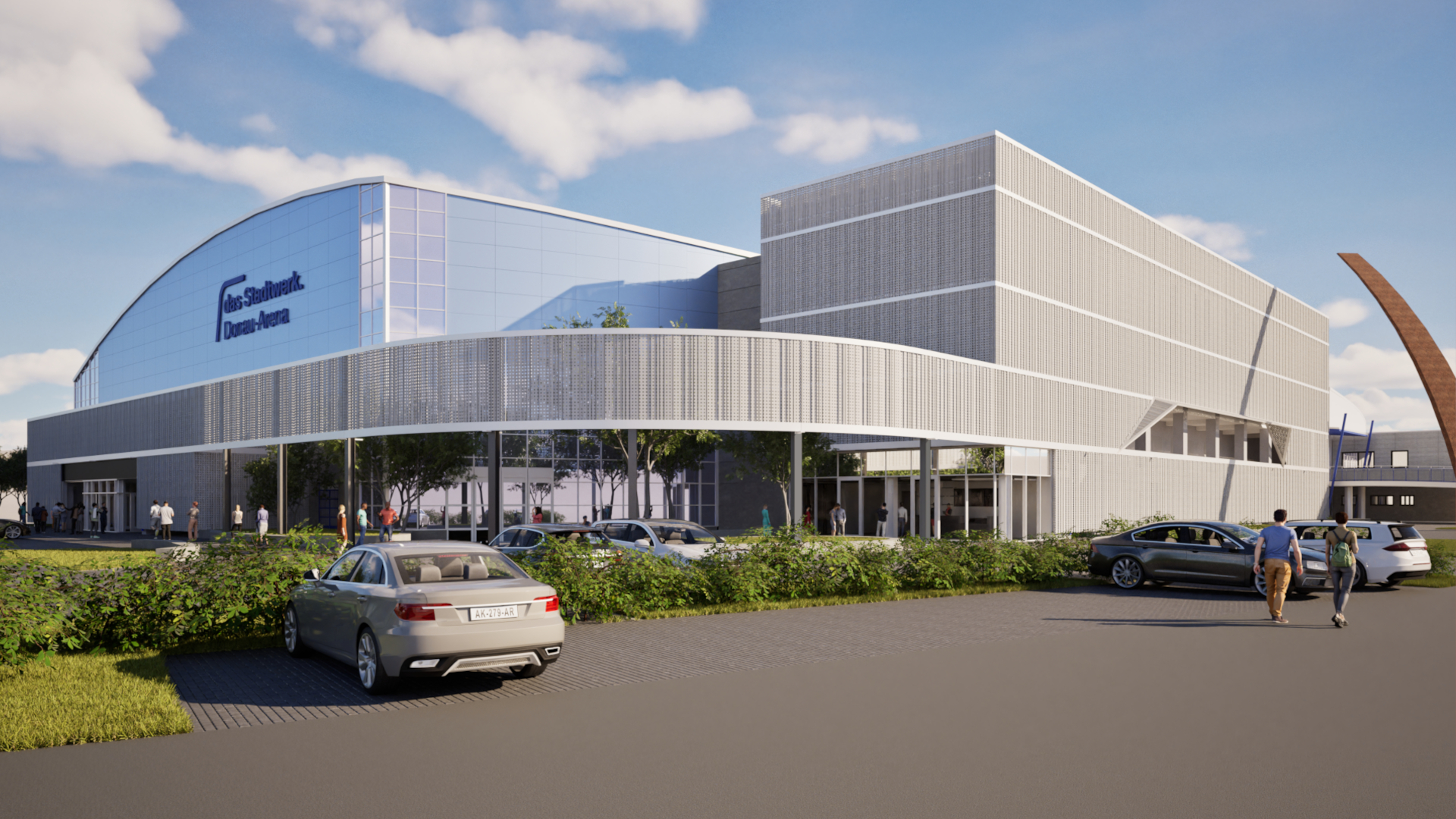 Visualisierung des Anbaus der Donau-Arena