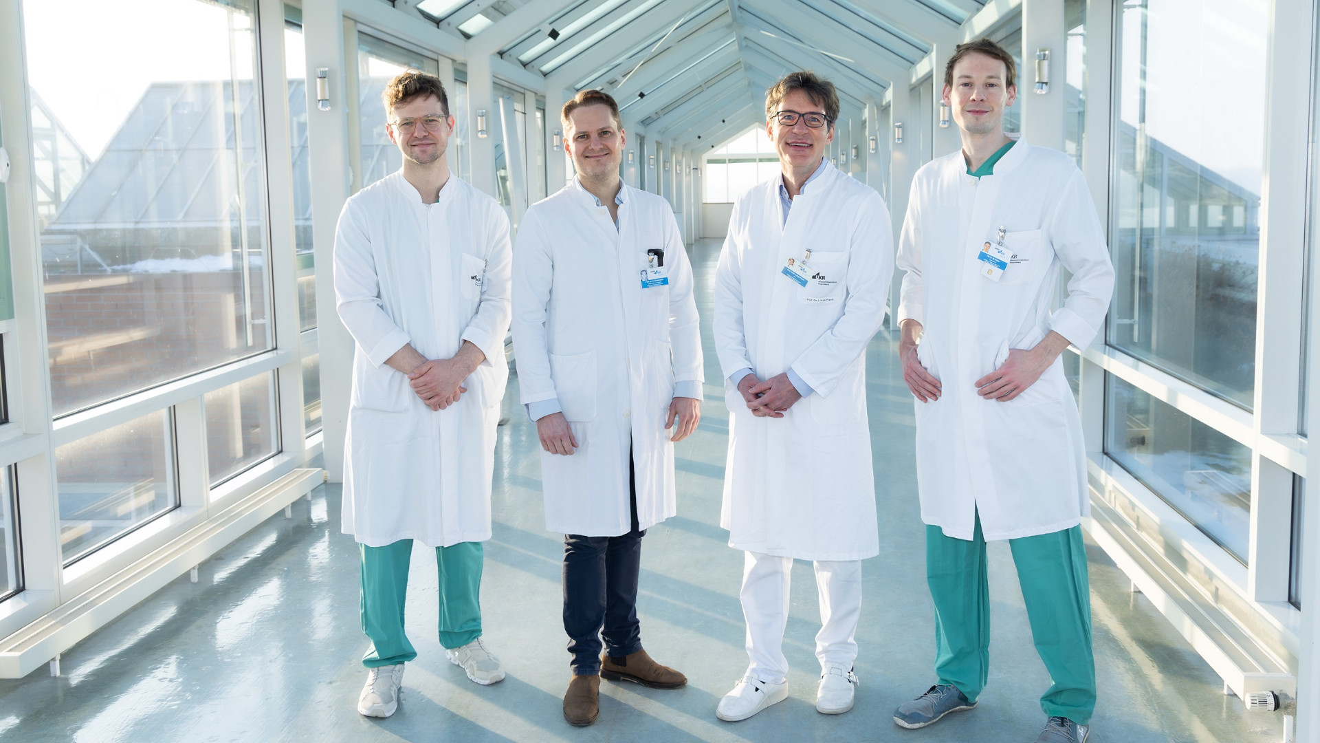 Für das Projekt verantwortlich (v.li.): Dr. Andreas Siegmund, Prof. Dr. Silvan Eisenmann, Prof. Dr. Dr. Lukas Prantl und PD Dr. Marc Rüwe. Nicht mit auf dem Bild: Prof. Dr. Alexandra Anker und Dr. Andreas Eigenberger.