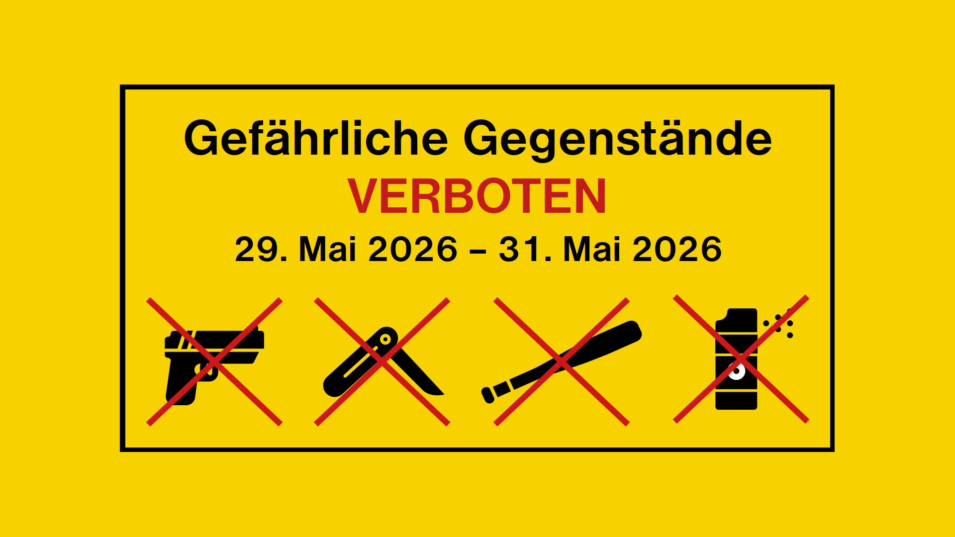 Schild mit verbotenen Waffen