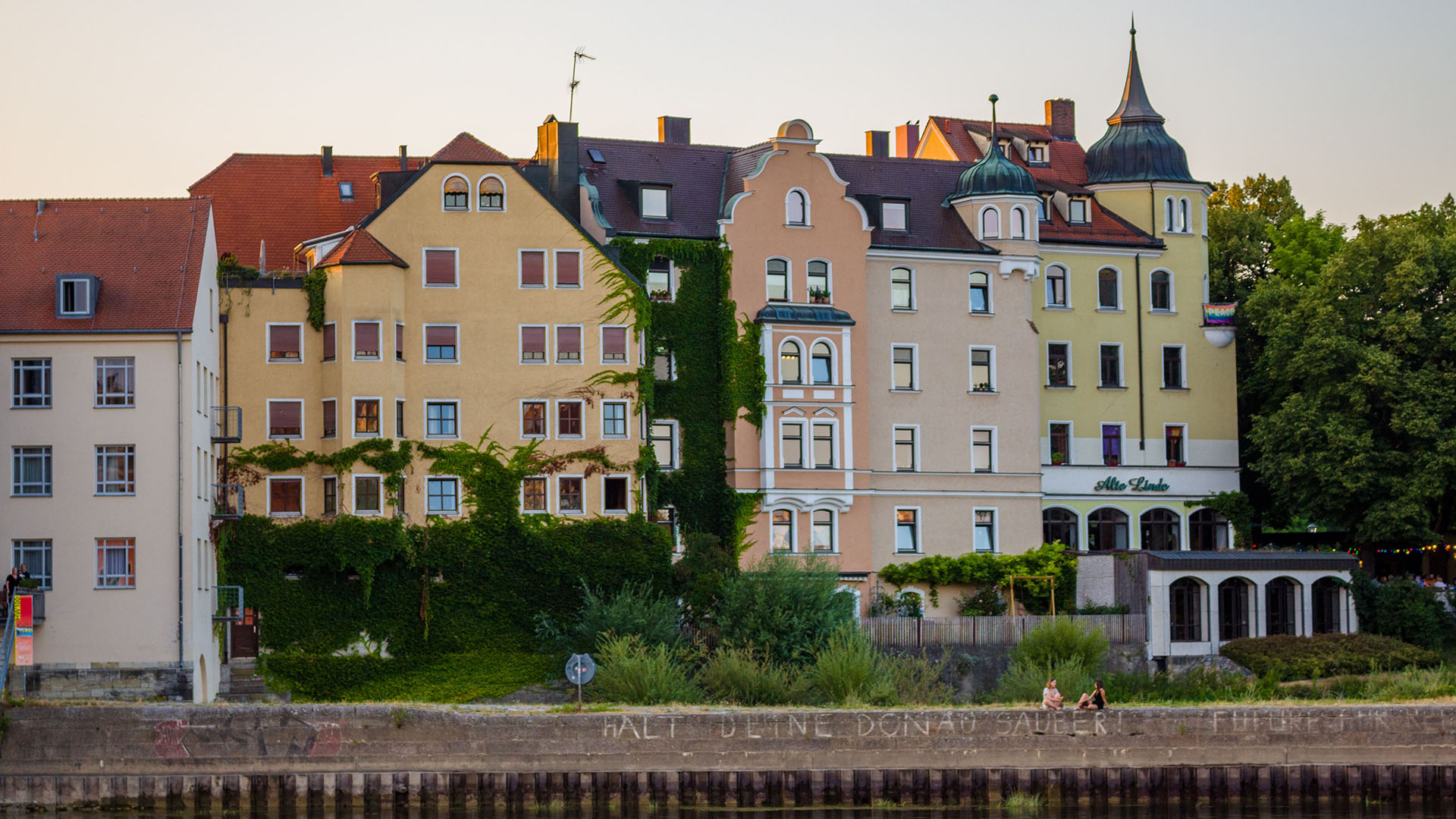 Bunte Häuser in Regensburg an der Donau
