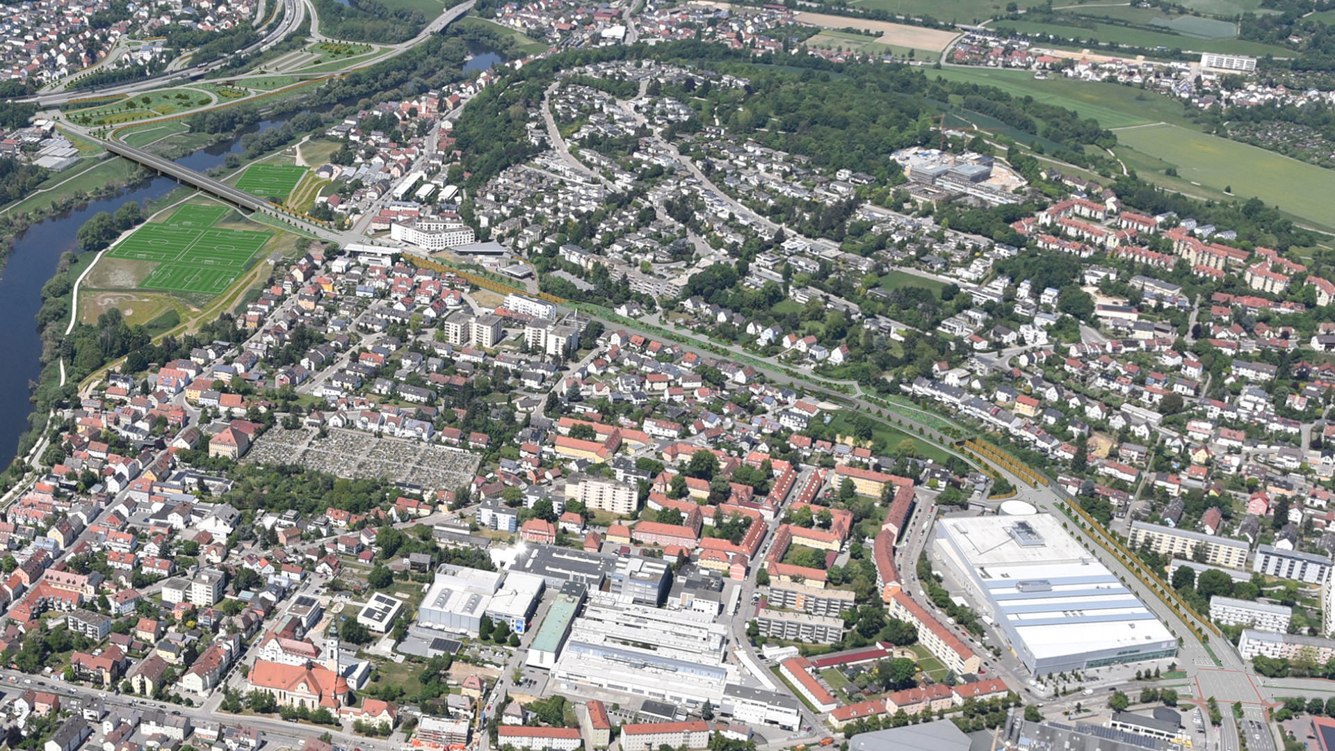 Diese Informationen stammen von der offiziellen Seite www.nordspange-regensburg.de, Visualisierungen Ingenieurbüro Sabine Wiederer