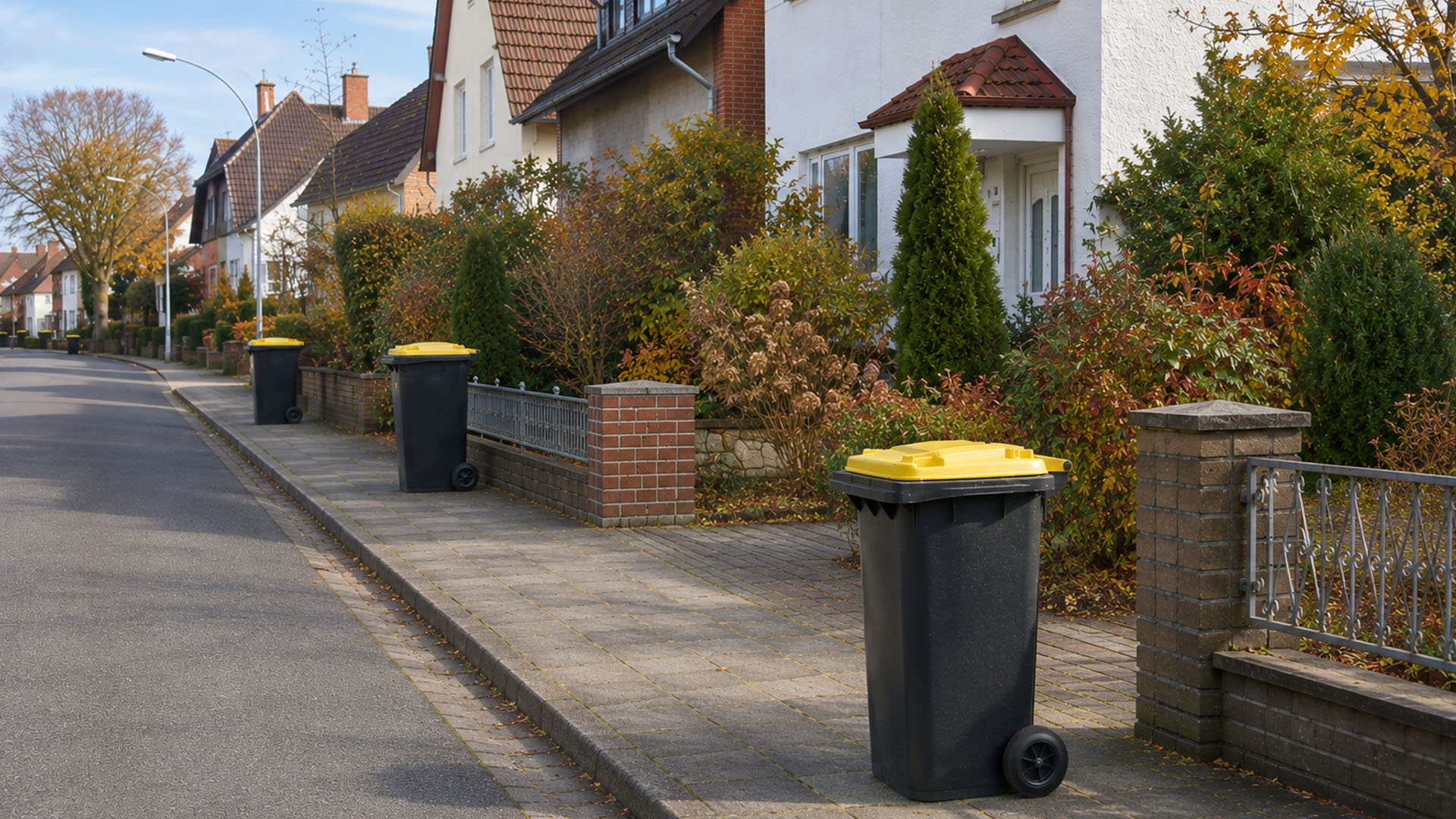 Die ersten Gelben Tonnen in einer Wohnsiedlung im Landkreis Regensburg