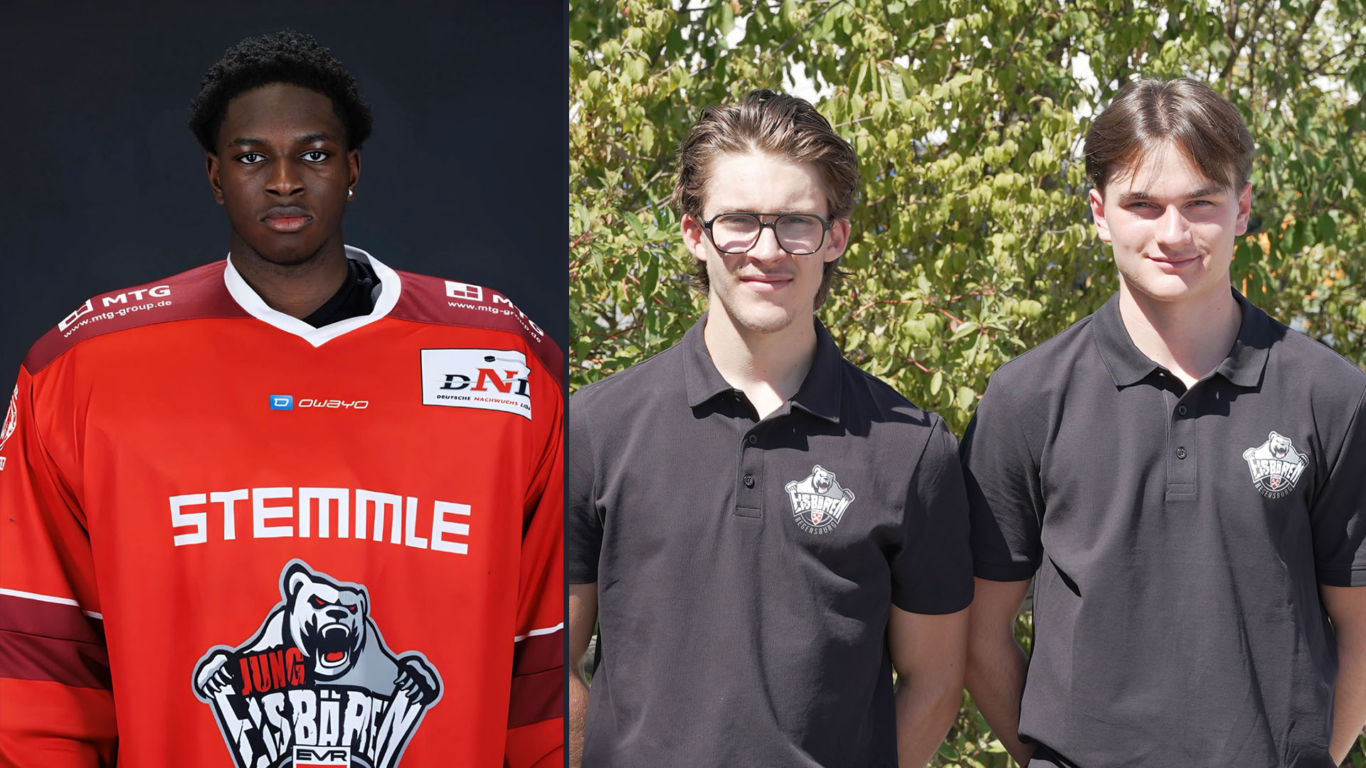 Drei Talente für Torhüterposition der Eisbären: David Nweke (li), Arthur Milic (m) und Louis Wirkus (re)