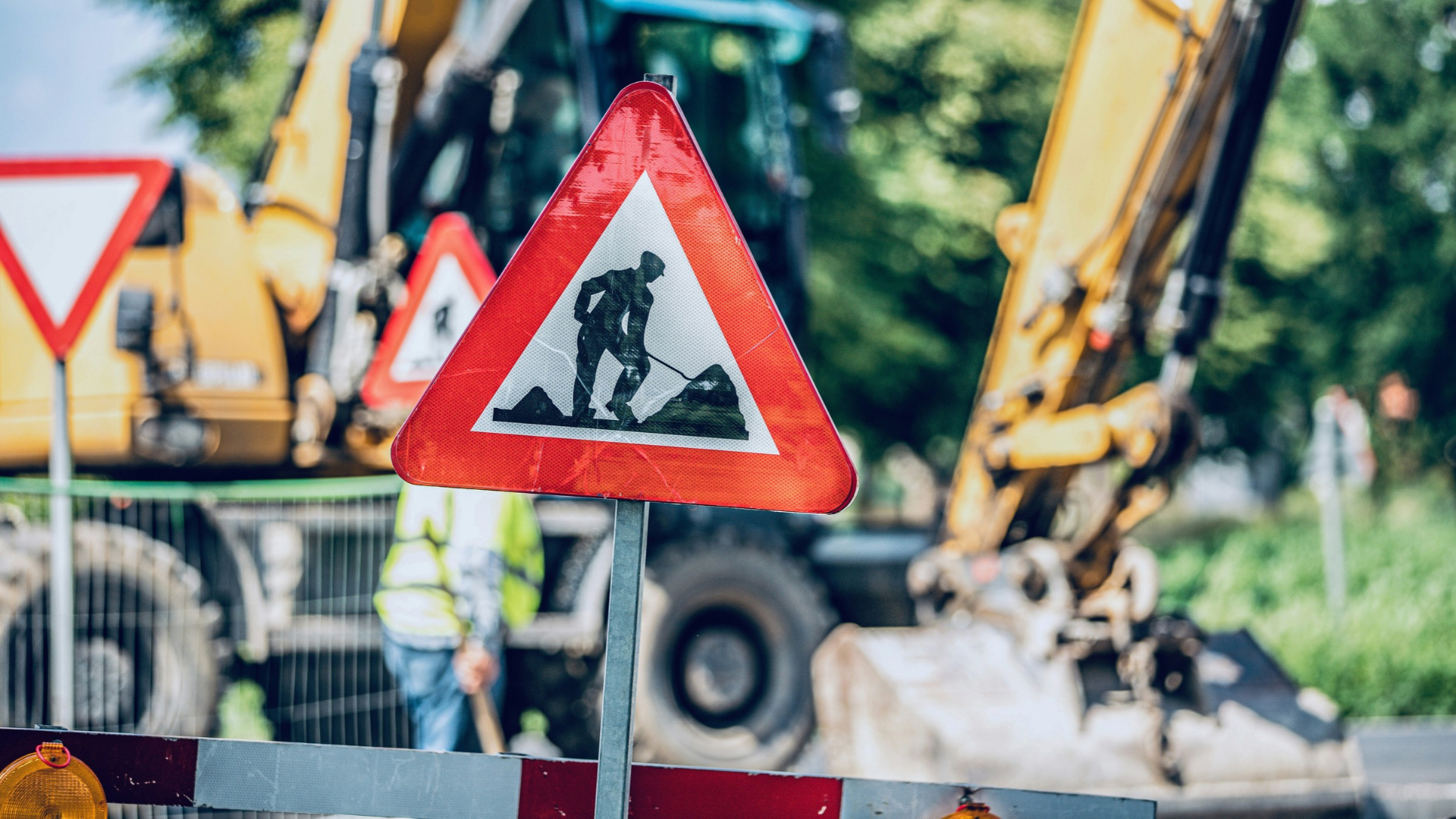 Eine Straßensperre durch Bauarbeiten