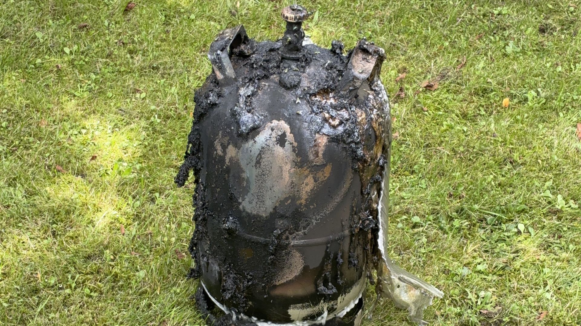 Verbrannte Gasflasche